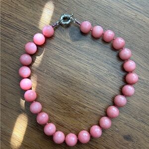 Necklace, pink jade faceted beads